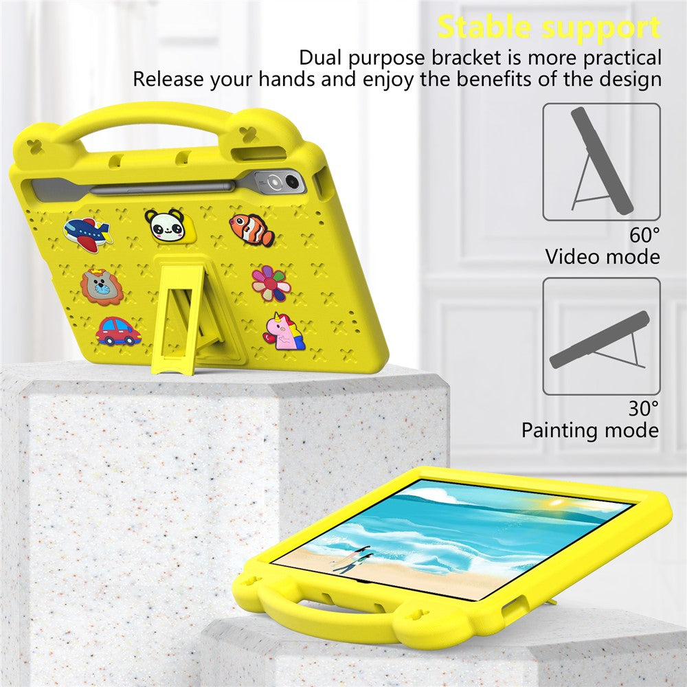 For Lenovo Tab P12 EVA Case with Kickstand Drop Protective Rugged Tablet Cover - Yellow