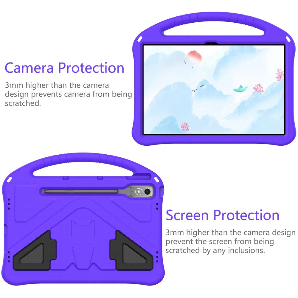 For Lenovo Tab P12 Protective Back Cover Handle Kickstand EVA Tablet Case - Purple