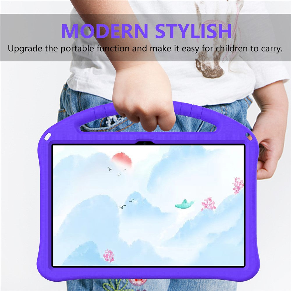 For Lenovo Tab P12 Protective Back Cover Handle Kickstand EVA Tablet Case - Purple