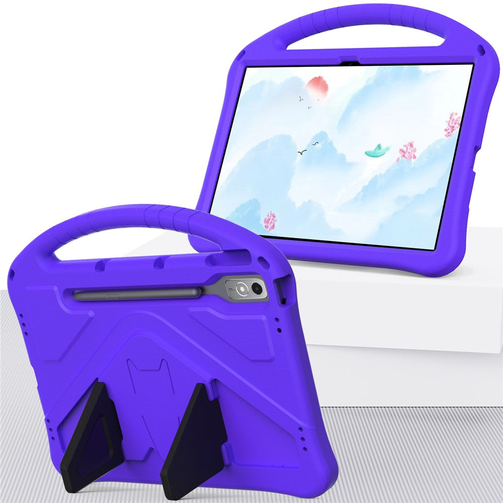 For Lenovo Tab P12 Protective Back Cover Handle Kickstand EVA Tablet Case - Purple