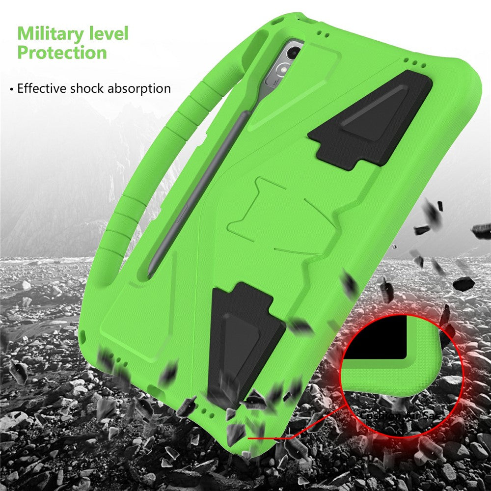 For Lenovo Tab P12 Protective Back Cover Handle Kickstand EVA Tablet Case - Green