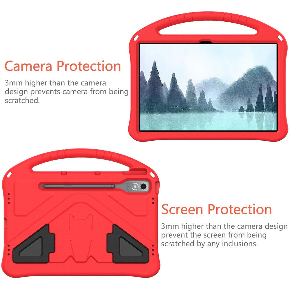 For Lenovo Tab P12 Protective Back Cover Handle Kickstand EVA Tablet Case - Red