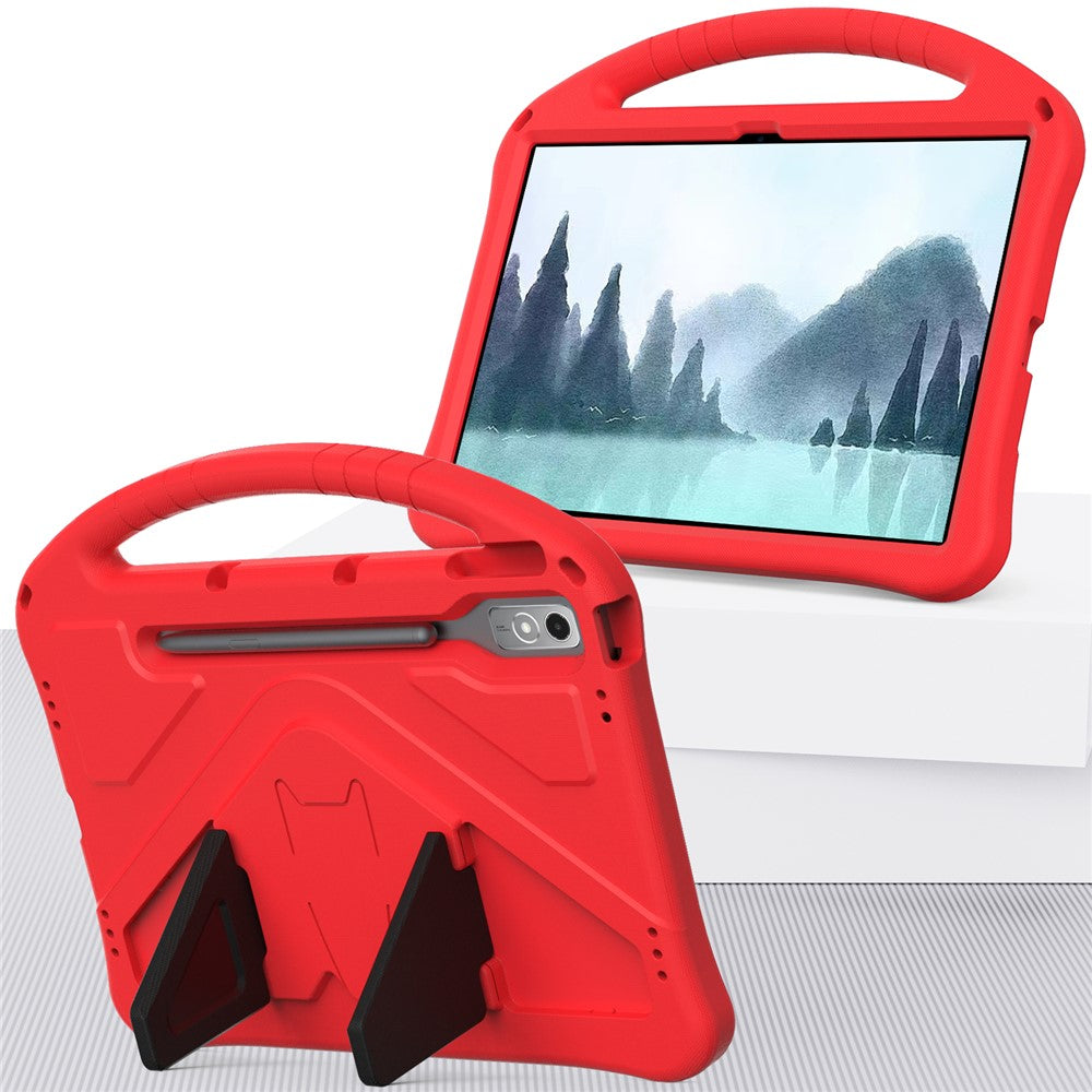 For Lenovo Tab P12 Protective Back Cover Handle Kickstand EVA Tablet Case - Red