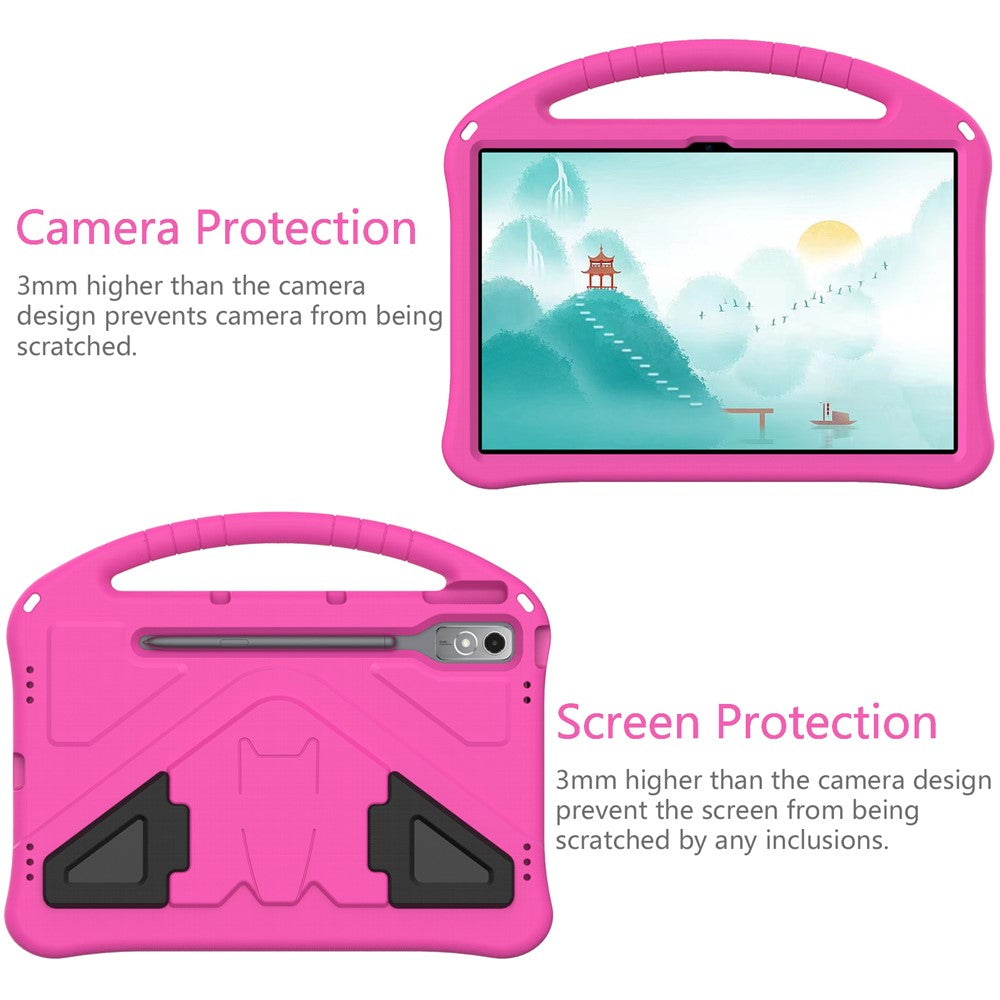 For Lenovo Tab P12 Protective Back Cover Handle Kickstand EVA Tablet Case - Rose