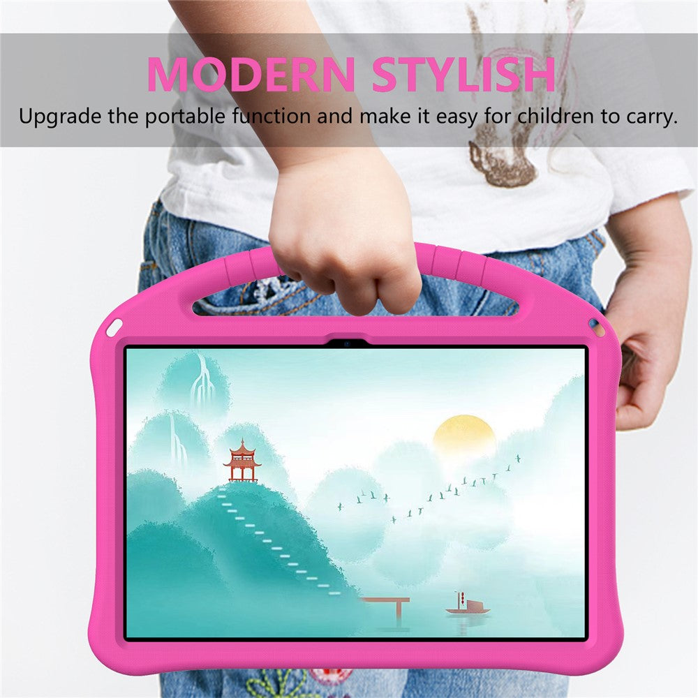 For Lenovo Tab P12 Protective Back Cover Handle Kickstand EVA Tablet Case - Rose