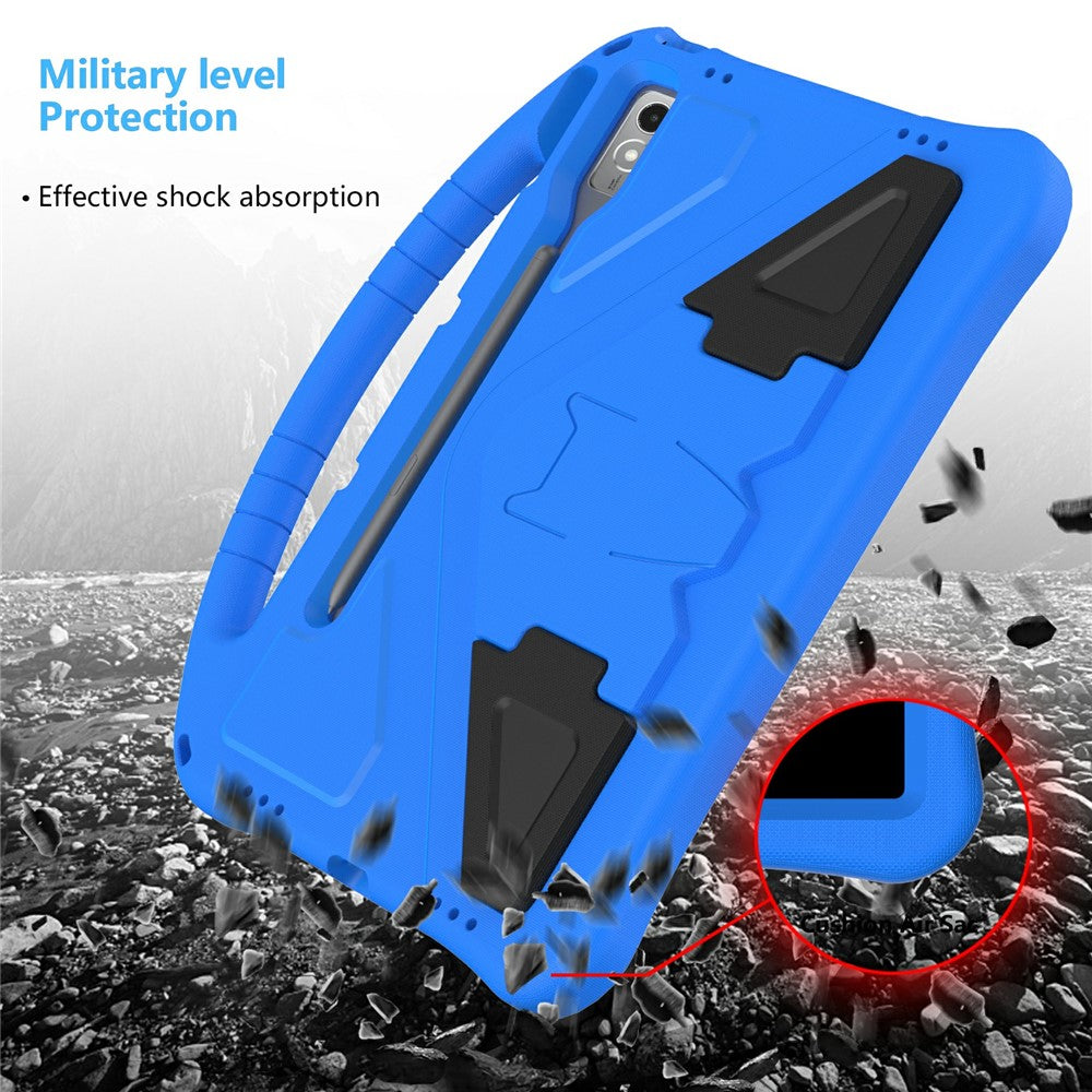 For Lenovo Tab P12 Protective Back Cover Handle Kickstand EVA Tablet Case - Blue