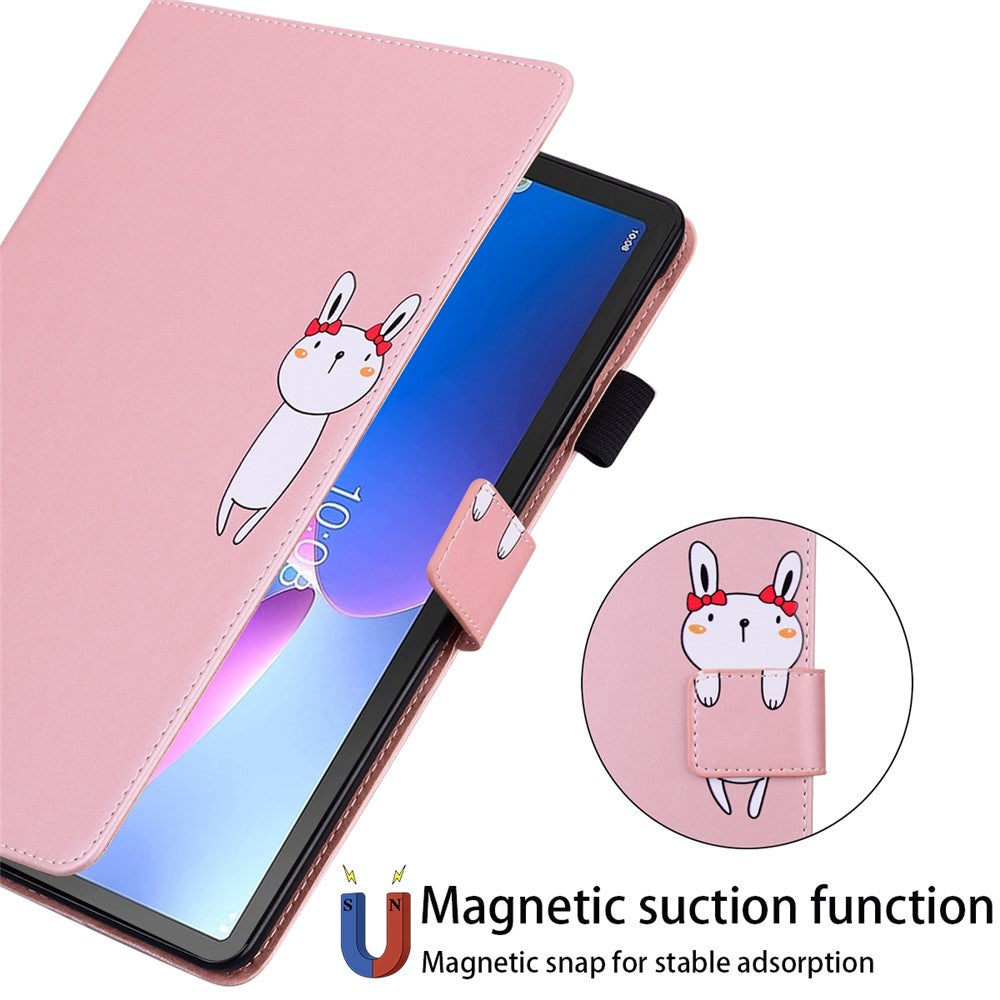 Card Slots Leather Case for Lenovo Tab M10 Plus (3rd Gen) Tablet Stand Cover Animal Pattern - Rose Gold