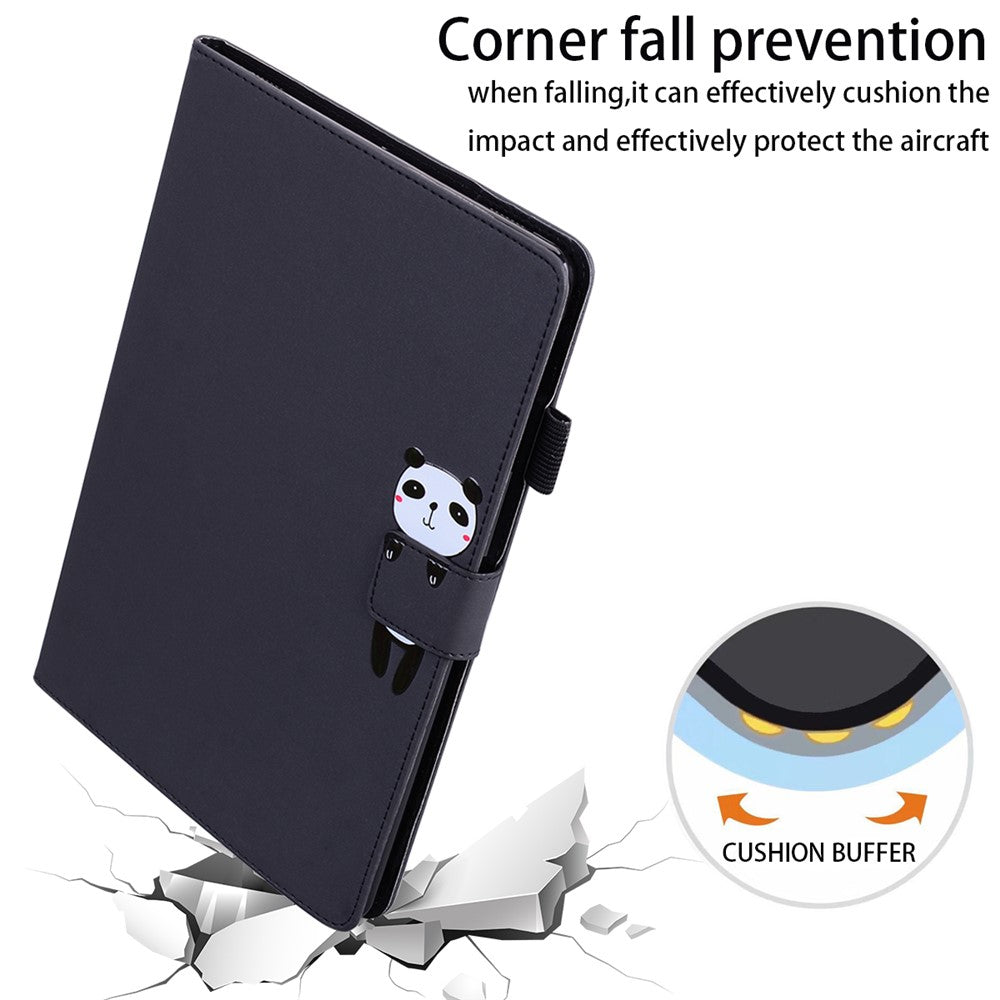 Card Slots Leather Case for Lenovo Tab M10 Plus (3rd Gen) Tablet Stand Cover Animal Pattern - Black