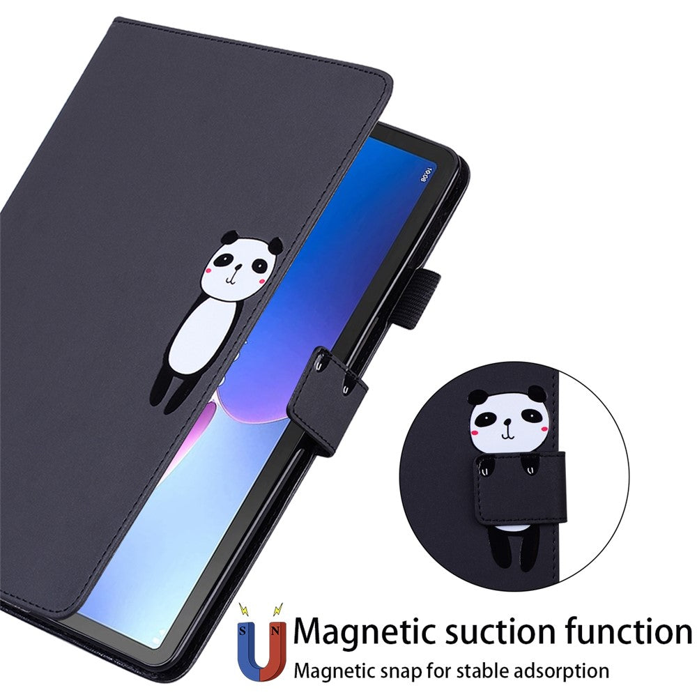 Card Slots Leather Case for Lenovo Tab M10 Plus (3rd Gen) Tablet Stand Cover Animal Pattern - Black