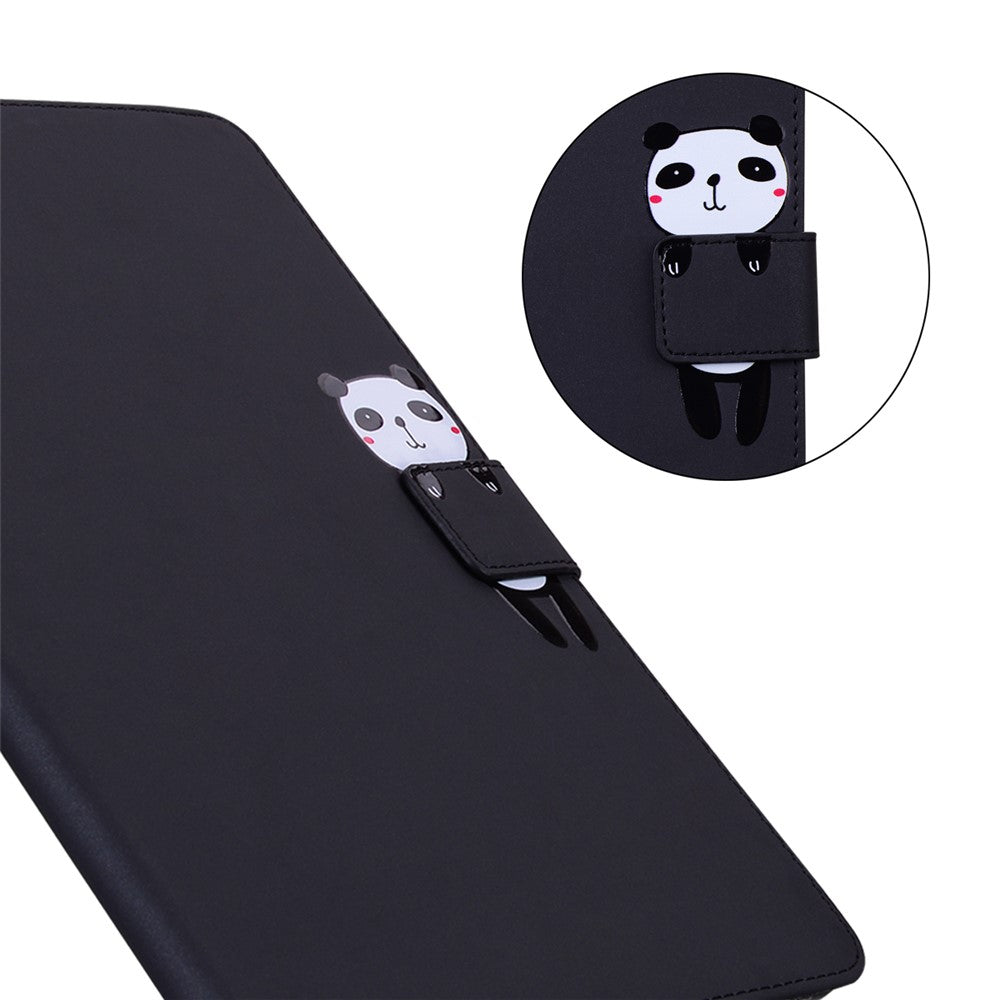 Card Slots Leather Case for Lenovo Tab M10 Plus (3rd Gen) Tablet Stand Cover Animal Pattern - Black
