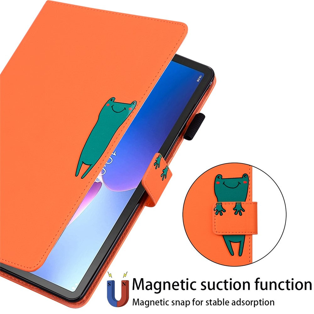 Card Slots Leather Case for Lenovo Tab M10 Plus (3rd Gen) Tablet Stand Cover Animal Pattern - Orange