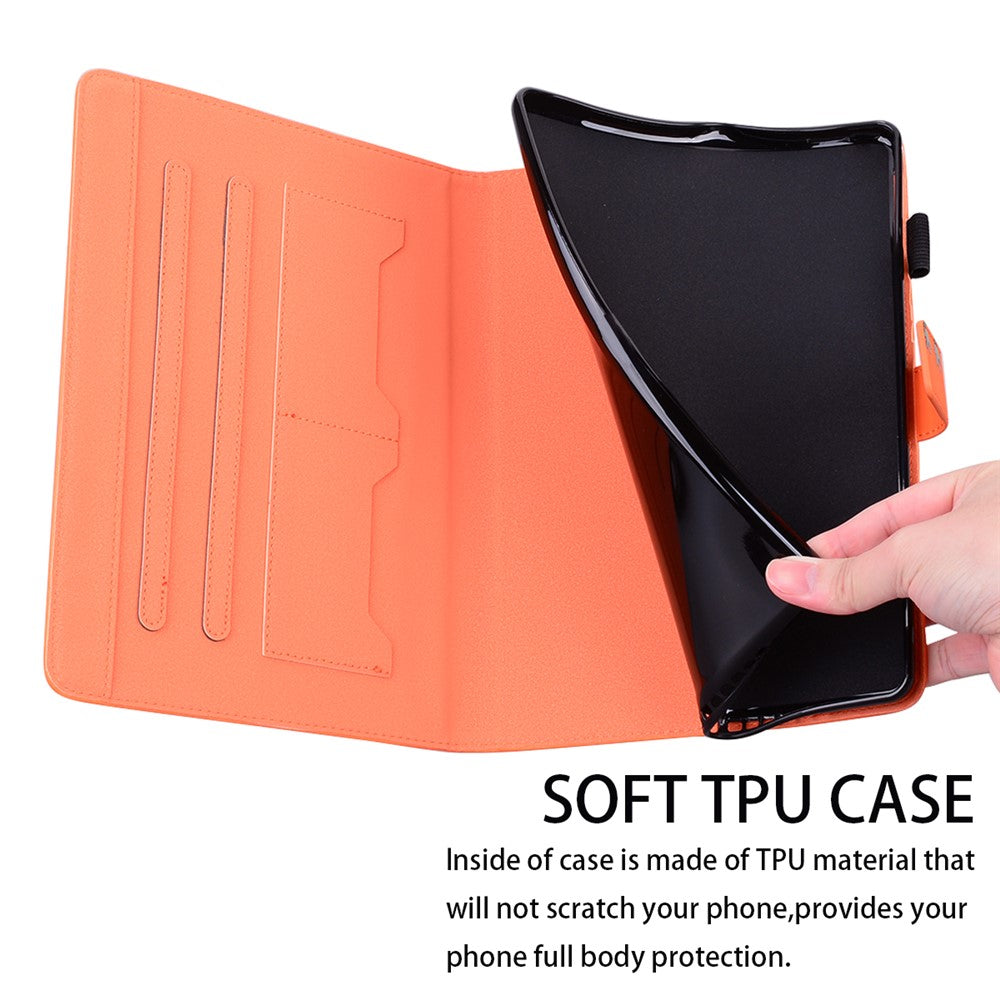 Card Slots Leather Case for Lenovo Tab M10 Plus (3rd Gen) Tablet Stand Cover Animal Pattern - Orange