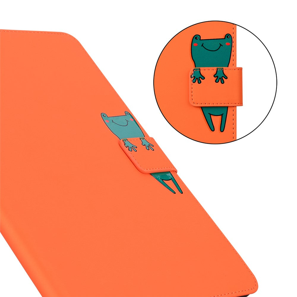 Card Slots Leather Case for Lenovo Tab M10 Plus (3rd Gen) Tablet Stand Cover Animal Pattern - Orange
