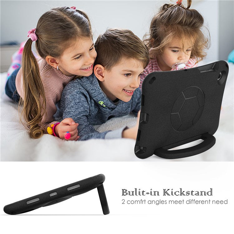 For Samsung Galaxy Tab A8 10.5 (2021) / (2022) EVA Case Soccer Pattern Handle Kickstand Shoulder Strap Cover - Black
