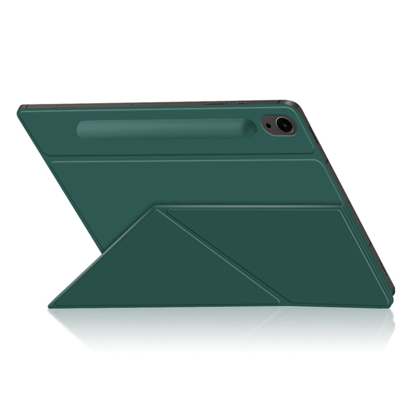 For Samsung Galaxy Tab S9 FE Case Magnetic V-fold Stand Tablet Cover with Auto Sleep / Wake - Green