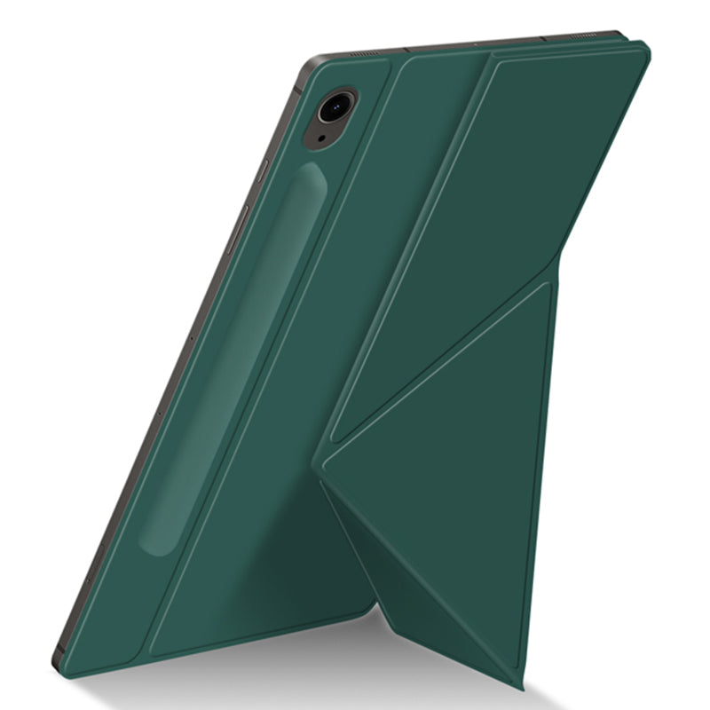 For Samsung Galaxy Tab S9 FE Case Magnetic V-fold Stand Tablet Cover with Auto Sleep / Wake - Green