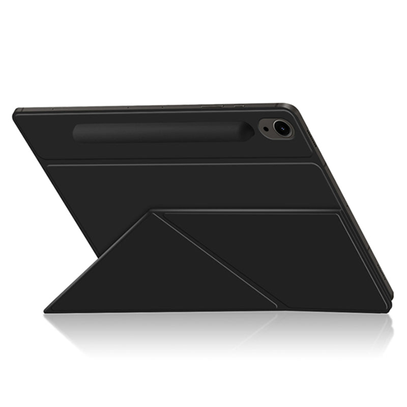 For Samsung Galaxy Tab S9 FE Case Magnetic V-fold Stand Tablet Cover with Auto Sleep / Wake - Black