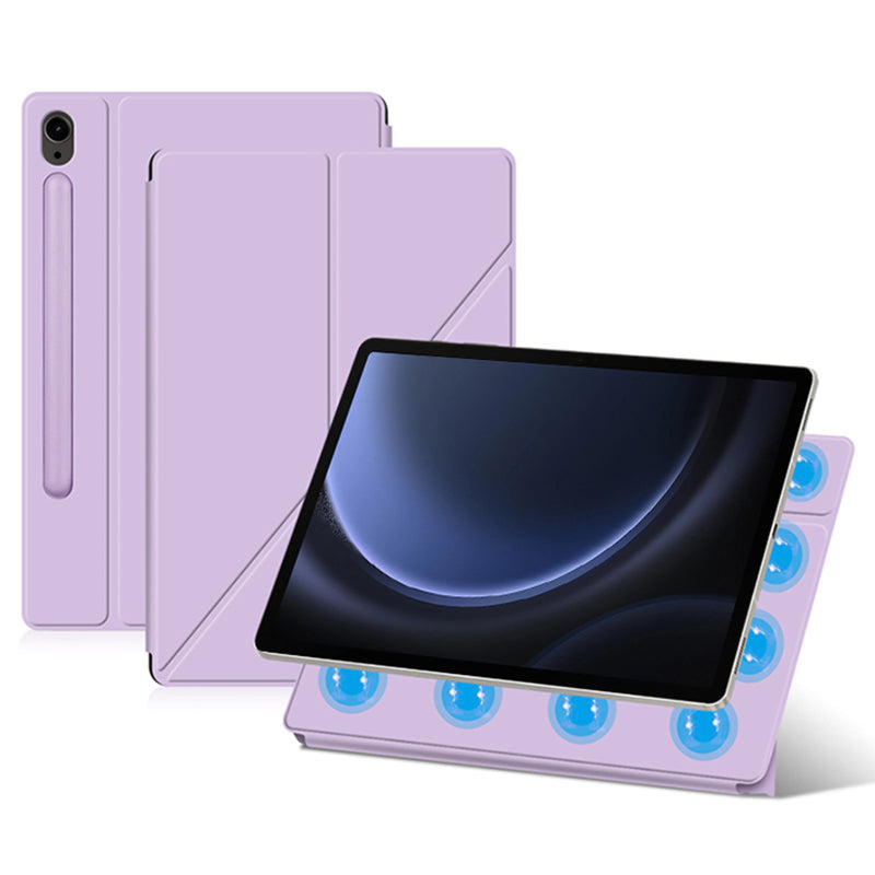 For Samsung Galaxy Tab S9 FE Case Magnetic V-fold Stand Tablet Cover with Auto Sleep / Wake - Purple