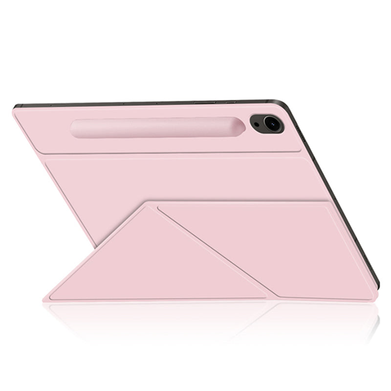 For Samsung Galaxy Tab S9 FE Case Magnetic V-fold Stand Tablet Cover with Auto Sleep / Wake - Pink