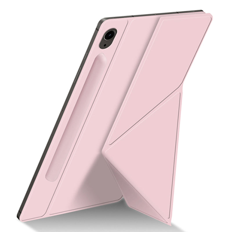 For Samsung Galaxy Tab S9 FE Case Magnetic V-fold Stand Tablet Cover with Auto Sleep / Wake - Pink