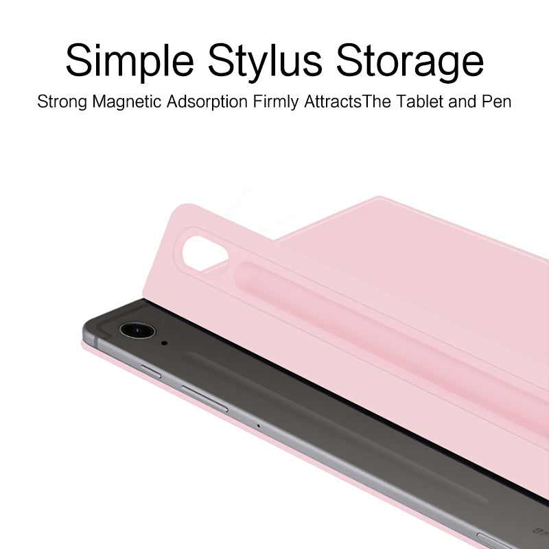 For Samsung Galaxy Tab S9 FE Case Magnetic V-fold Stand Tablet Cover with Auto Sleep / Wake - Pink