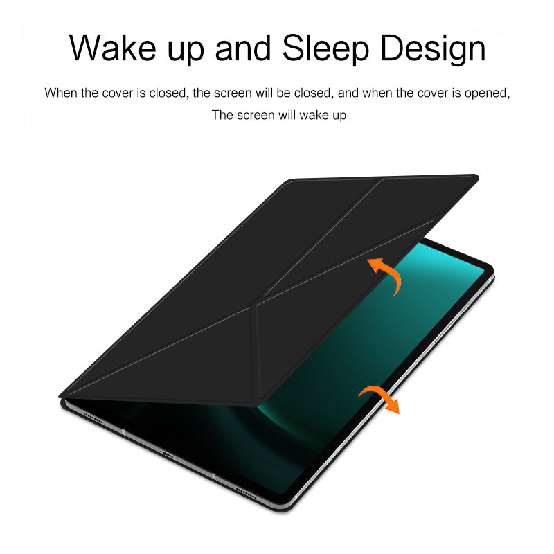 For Samsung Galaxy Tab S9 FE+ Case Magnetic PU Leather+PC Anti-scratch V-fold Stand Tablet Cover - Black