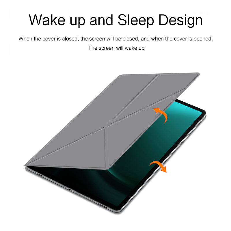 For Samsung Galaxy Tab S9 FE+ Case Magnetic PU Leather+PC Anti-scratch V-fold Stand Tablet Cover - Grey