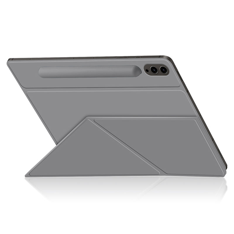 For Samsung Galaxy Tab S9 FE+ Case Magnetic PU Leather+PC Anti-scratch V-fold Stand Tablet Cover - Grey