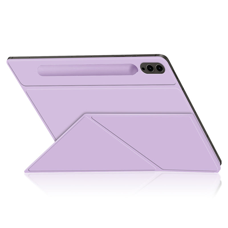 For Samsung Galaxy Tab S9 FE+ Case Magnetic PU Leather+PC Anti-scratch V-fold Stand Tablet Cover - Purple