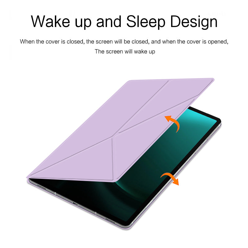 For Samsung Galaxy Tab S9 FE+ Case Magnetic PU Leather+PC Anti-scratch V-fold Stand Tablet Cover - Purple