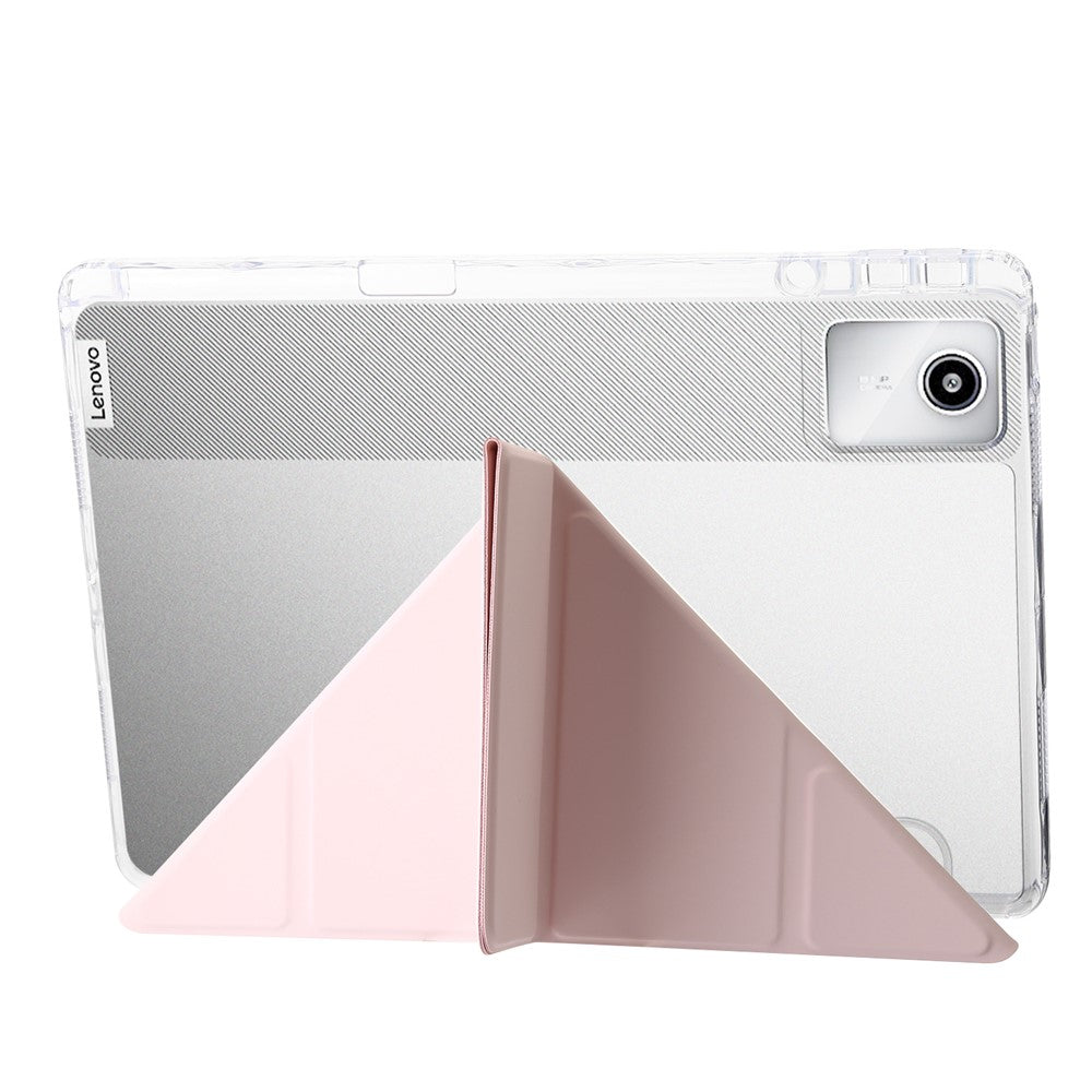 For Lenovo Tab M11 / Xiaoxin Pad 11 2024 Tablet Case Origami Stand TPU+Acrylic+PU Flip Cover - Pink