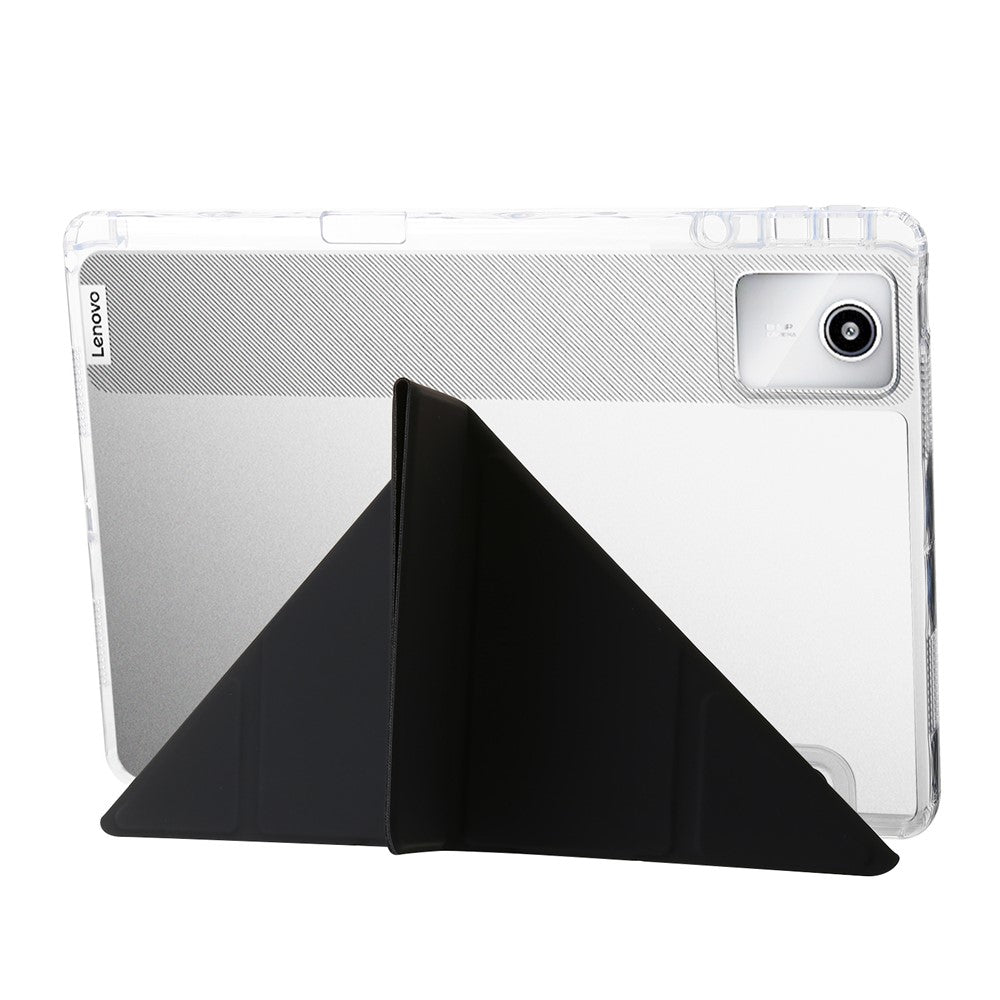 For Lenovo Tab M11 / Xiaoxin Pad 11 2024 Tablet Case Origami Stand TPU+Acrylic+PU Flip Cover - Black