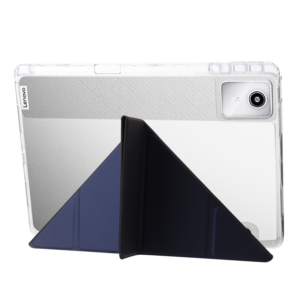 For Lenovo Tab M11 / Xiaoxin Pad 11 2024 Tablet Case Origami Stand TPU+Acrylic+PU Flip Cover - Dark Blue
