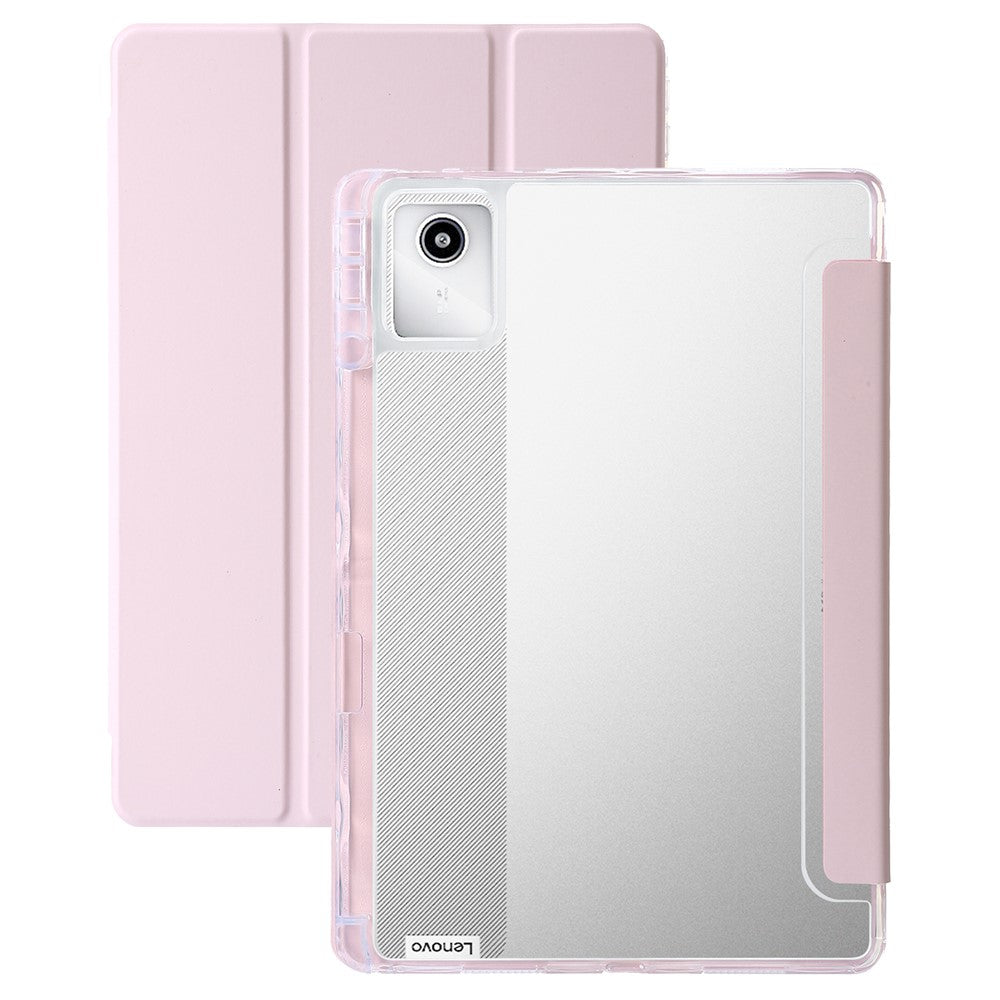 For Lenovo Tab M11 / Xiaoxin Pad 11 2024 Case TPU+Acrylic+PU Tablet Cover with Tri-fold Stand - Pink