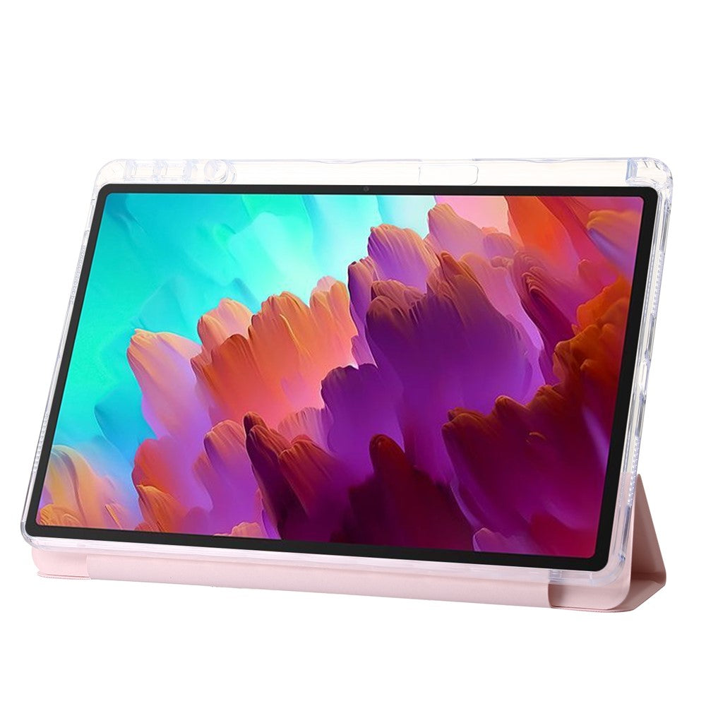 For Lenovo Tab M11 / Xiaoxin Pad 11 2024 Case TPU+Acrylic+PU Tablet Cover with Tri-fold Stand - Pink
