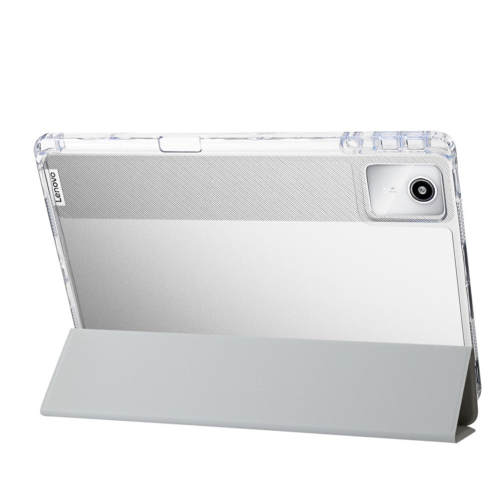 For Lenovo Tab M11 / Xiaoxin Pad 11 2024 Case TPU+Acrylic+PU Tablet Cover with Tri-fold Stand - Grey