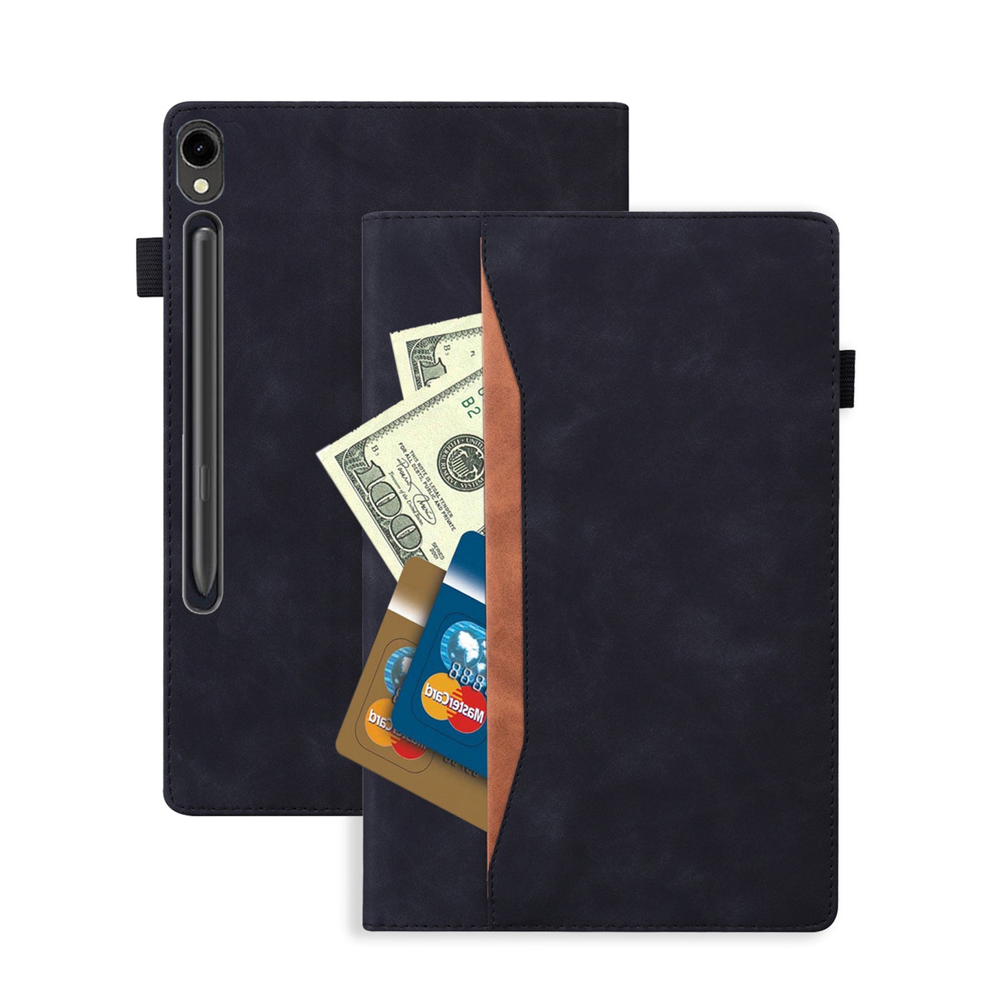 For Samsung Galaxy Tab S9 FE+ Tablet Case Wallet Stand Business Leather Cover - Black