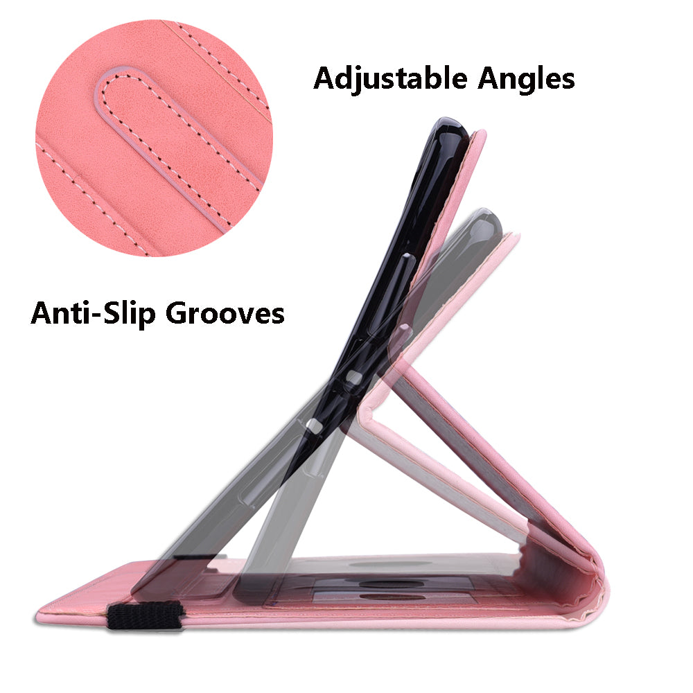 For Samsung Galaxy Tab S9 FE+ Tablet Case Card Slots Leather Cover Flower Pattern - Pink