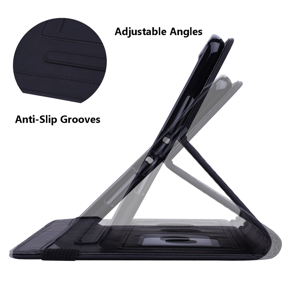 For Samsung Galaxy Tab S9 FE+ Tablet Case Card Slots Leather Cover Flower Pattern - Black