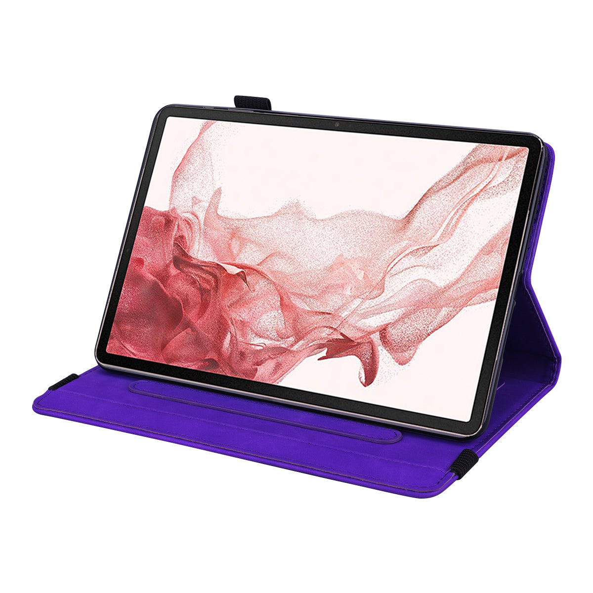 For Samsung Galaxy Tab S9 FE+ Tablet Case Card Slots Leather Cover Flower Pattern - Purple