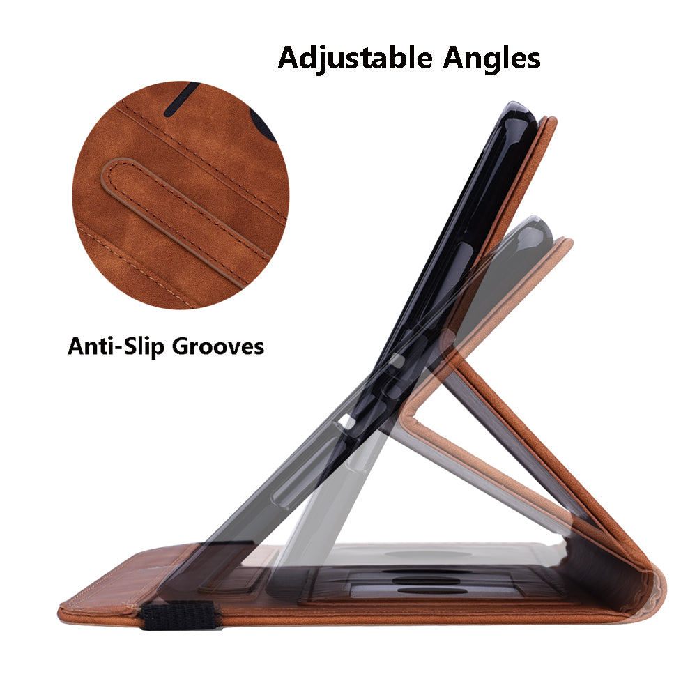 For Samsung Galaxy Tab S9 FE+ Tablet Case Card Slots Leather Cover Flower Pattern - Brown