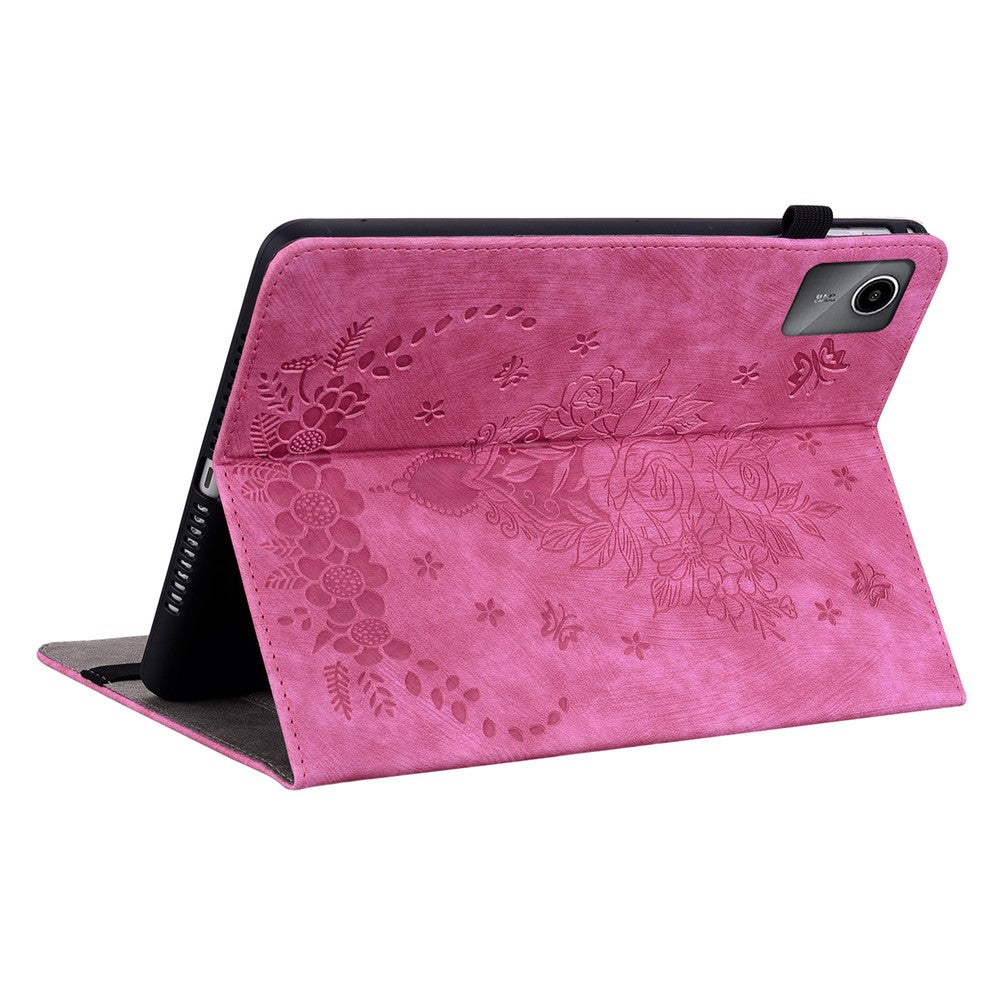 For Lenovo Tab M11 / Xiaoxin Pad 11 2024 Case Card Holder Stand PU Leather Tablet Cover - Rose