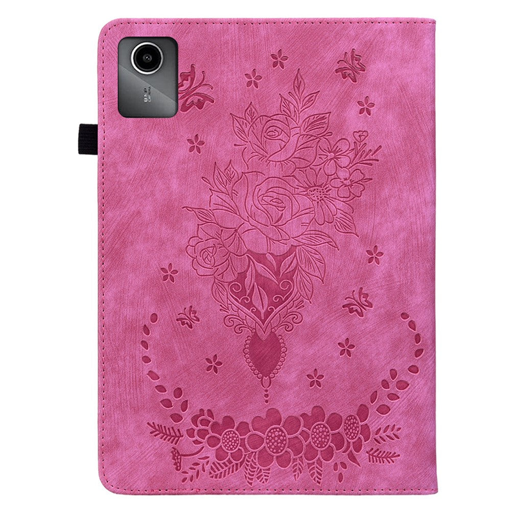 For Lenovo Tab M11 / Xiaoxin Pad 11 2024 Case Card Holder Stand PU Leather Tablet Cover - Rose