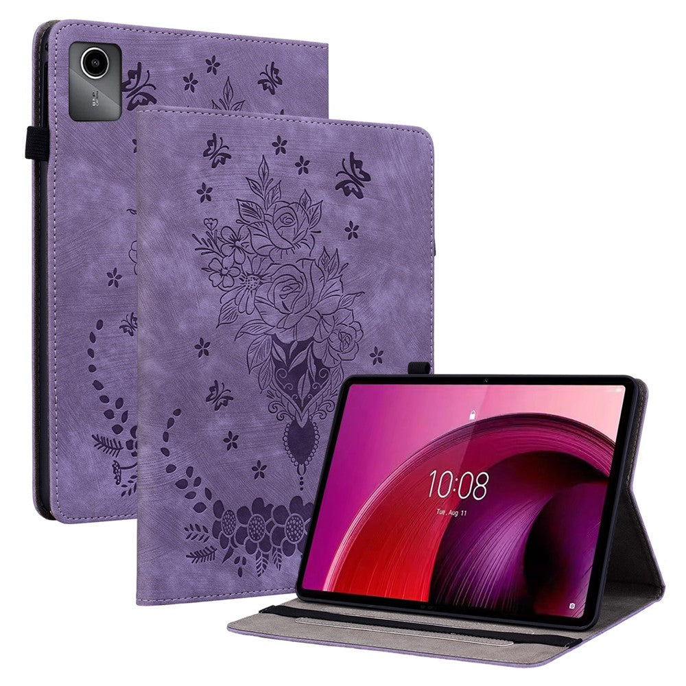 For Lenovo Tab M11 / Xiaoxin Pad 11 2024 Case Card Holder Stand PU Leather Tablet Cover - Purple