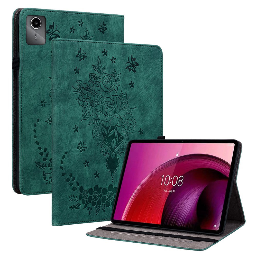 For Lenovo Tab M11 / Xiaoxin Pad 11 2024 Case Card Holder Stand PU Leather Tablet Cover - Green