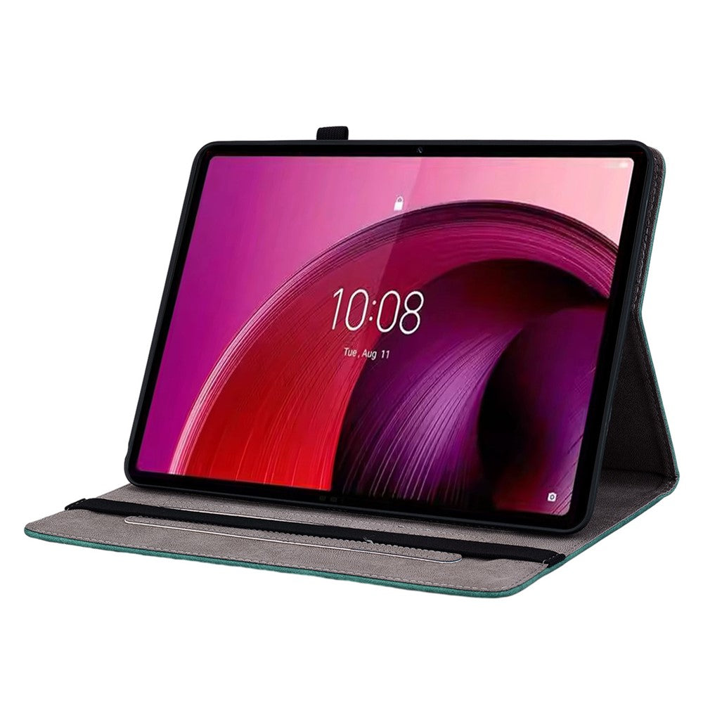 For Lenovo Tab M11 / Xiaoxin Pad 11 2024 Case Card Holder Stand PU Leather Tablet Cover - Green