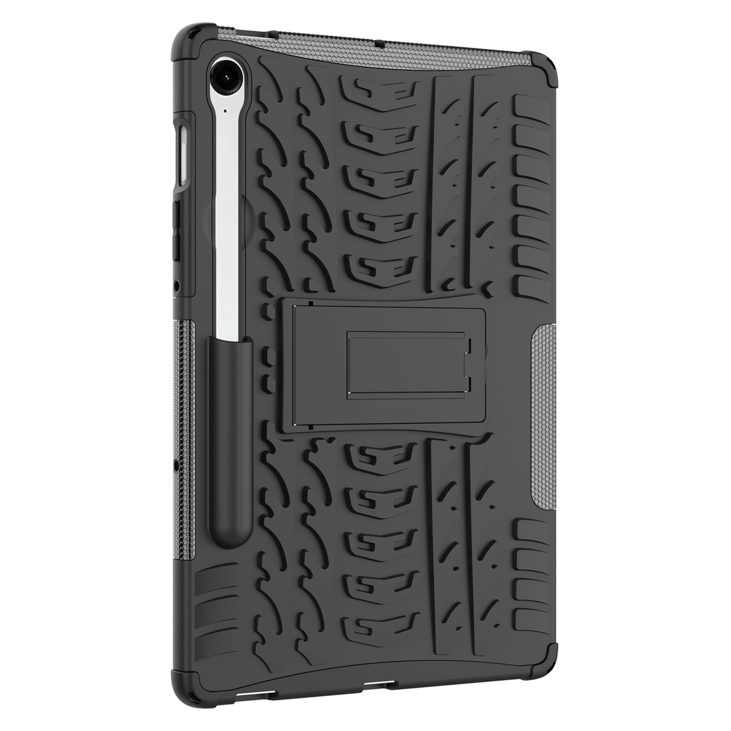 For Samsung Galaxy Tab S9 FE Kickstand Case TPU+PC Tablet Cover Tire Texture - Black