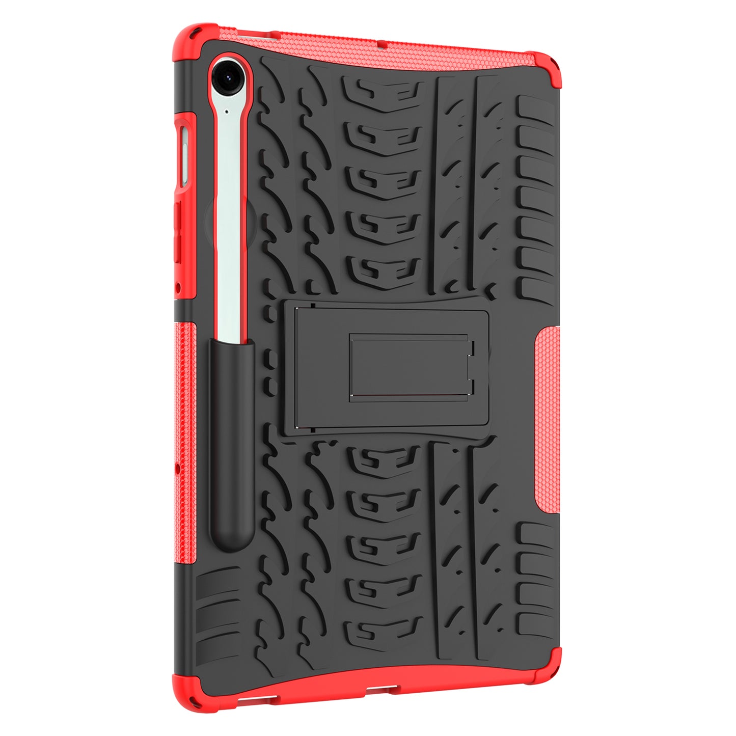 For Samsung Galaxy Tab S9 FE Kickstand Case TPU+PC Tablet Cover Tire Texture - Red