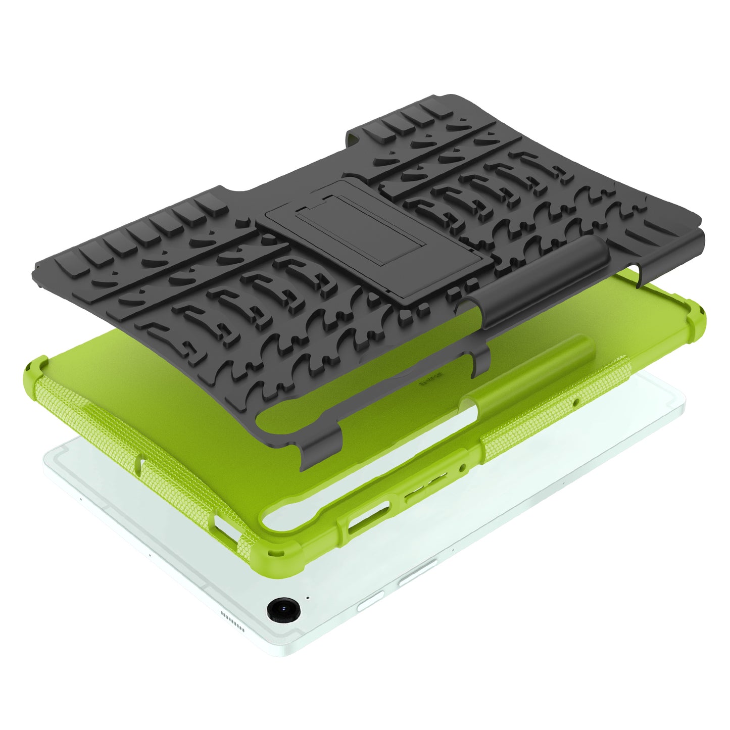 For Samsung Galaxy Tab S9 FE Kickstand Case TPU+PC Tablet Cover Tire Texture - Green