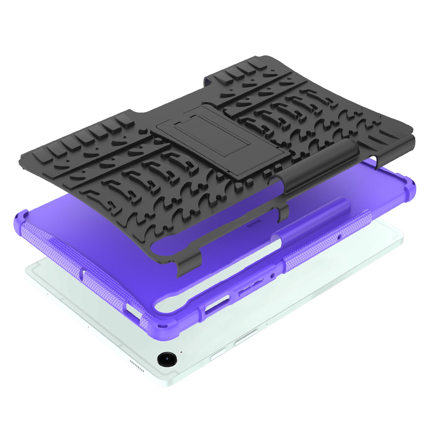 For Samsung Galaxy Tab S9 FE Kickstand Case TPU+PC Tablet Cover Tire Texture - Purple